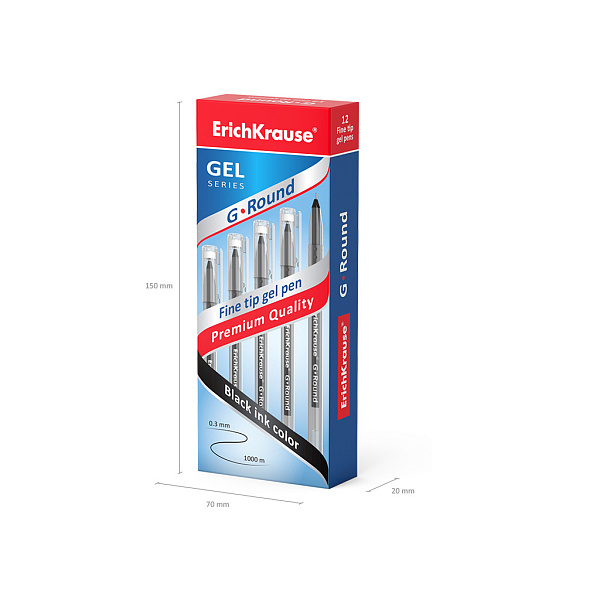 Ручка гелевая 0,5 мм ErichKrause® G-Round, ЧЕРНАЯ (в коробке)