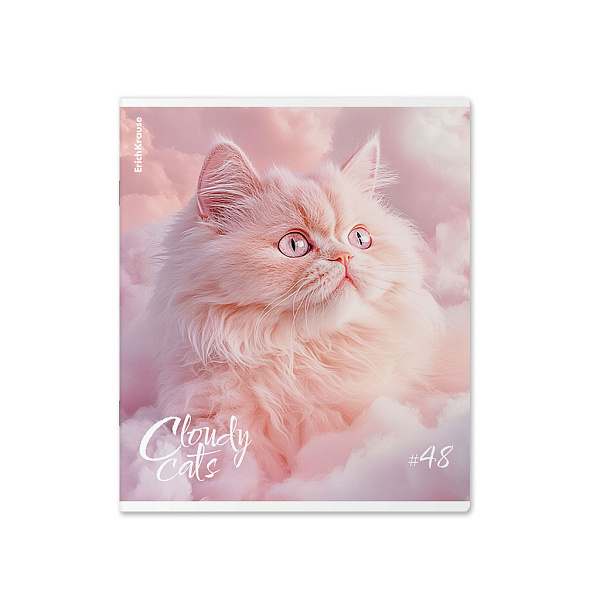 Тетрадь 48 листов в клетку "Cloudy Cats", матовая ламинация  ErichKrause  _MIX-PACK