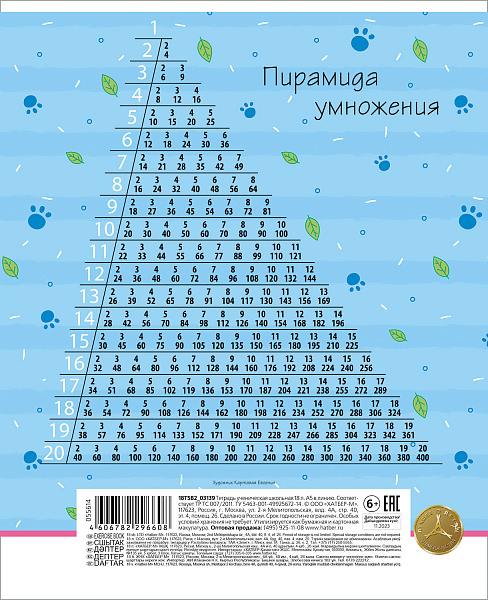 Тетрадь 18 листов в клетку "Забавные панды" 65г/кв.м, скругленные углы, микс 5 видов