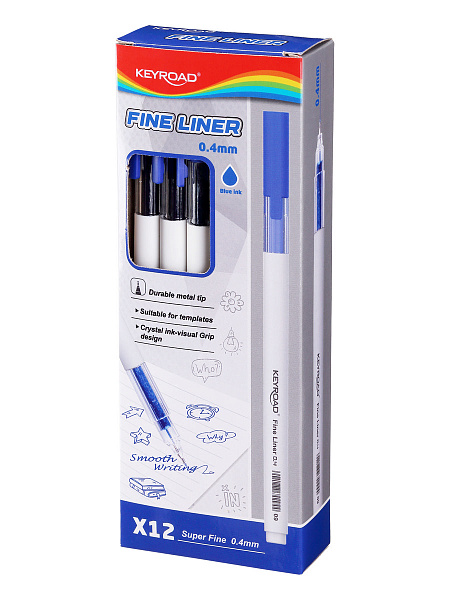 Ручка капиллярная KEYROAD Fineliner 0,4мм синяя