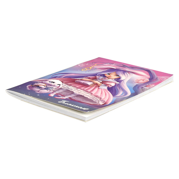 Блокнот 120*185 40 л. ТОЧКА "АЛИСА" /Блок - белый офсет 65 г/м², мягкий переплёт (2 скобы), пленка софт тач вельвет,