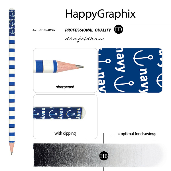Карандаш ч/г НВ "Happy Graphix" МОРСКОЙ