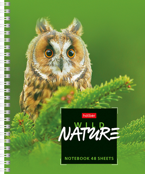 Тетрадь 48 л. кл. на гребне "Wild Nature" 4 диз. в блоке