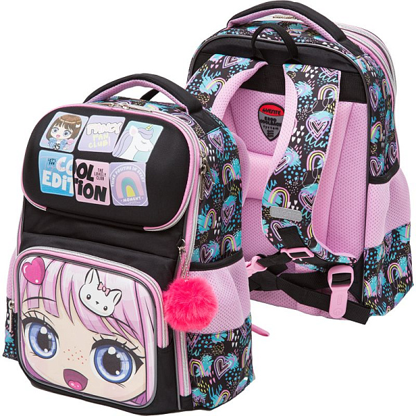 Ранец "deVENTE. Smart. Fancy Girl" школьный жесткий 37x28x14 см (14 л) вес 800 г, 1 отд. на замке с карманом для учебников, 2 передних кармана на молнии, 2 боковых кармана на резинке с расширением, эргономичная формоустойчивая вентилируемая спинка и 