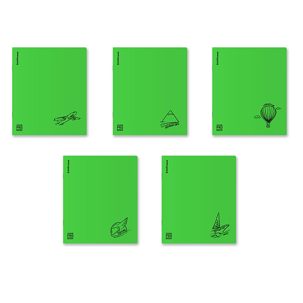 Тетрадь А5+ 48 л. кл. с пластиковой обложкой ErichKrause CoverProBook Motion, зеленый, на скобе MIX-PACK