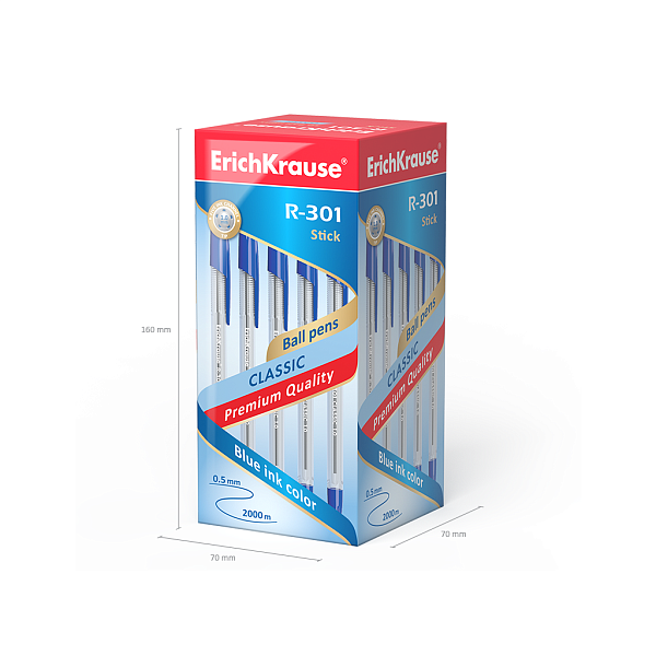 Ручка шариковая ErichKrause® R-301 CLASSIC 1.0 Stick синяя (22029)