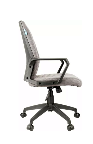 Кресло для персонала Helmi HL-М05 "Ambition", ткань серая, пластик черный, механизм качания 