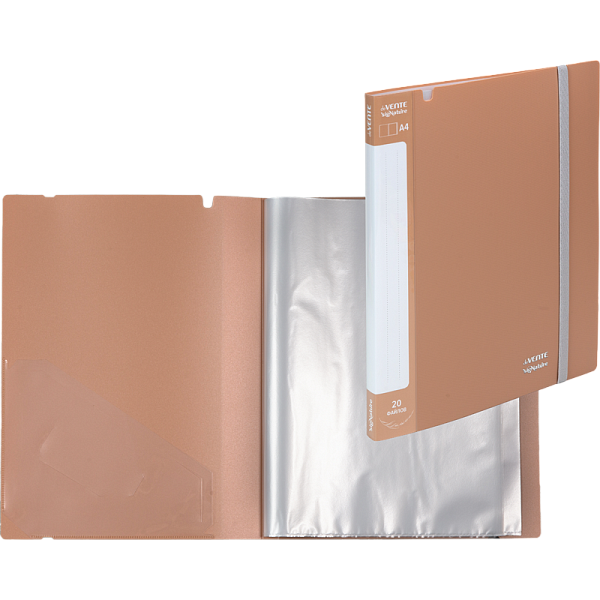 Папка 20ф А4 "deVENTE. sigNATURE" (235x315x15 мм) пудрово розовая, полипропилен 650 мкм, фактура "ткань" вкладыши 30 мкм, внутренний карман 160 мкм, широкая резинка, индивидуальная упаковка,