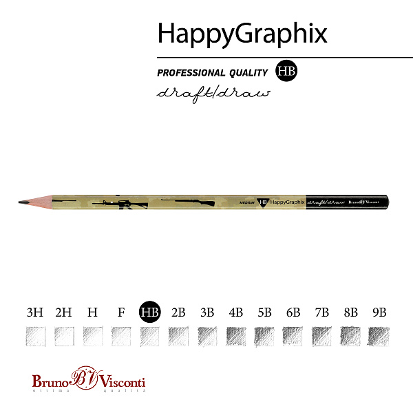 Карандаш ч/г НВ "Happy Graphix" МИЛИТАРИ. ОРУЖИЕ 