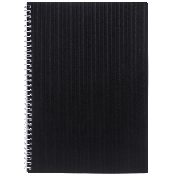 Тетрадь А4 80 листов клетка Пластиковая обложка на гребне VELVET  Черная Многоуров.перфорация 