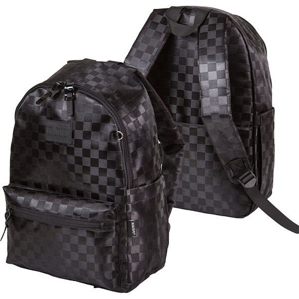 Рюкзак "deVENTE. TOTAL BLACK" подростковый 44x31x20 см (19 л) 650 г, текстильный  жаккардовой клеткой, уплотненная спинка