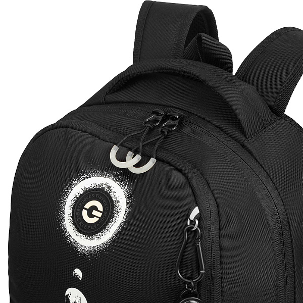 Рюкзак школьный с картхолдером на держателе (/1 черный - белый)