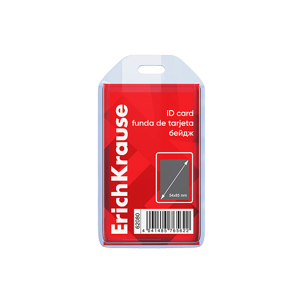 Бейдж вертикальный в комплекте с лентой ErichKrause вставка 54х85 мм, прозрачный, цвет ленты ассорти, в пакете