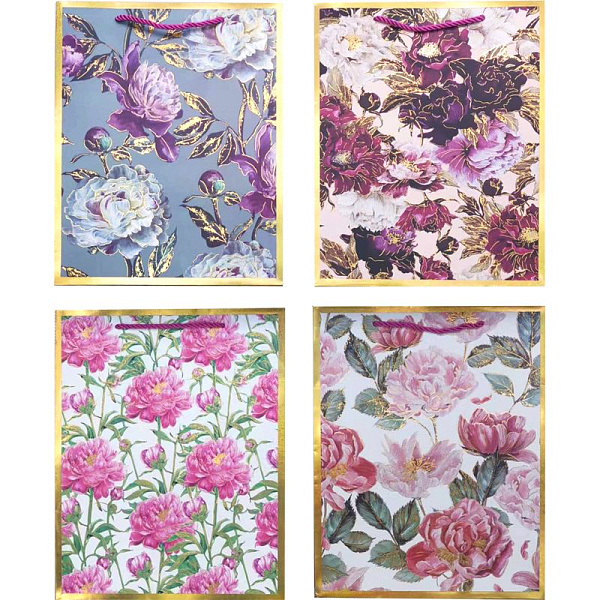 Пакет подарочный бум. "deVENTE. Flower border" вертикальный, 31x42x12 см, тиснение фольгой, бумага 2