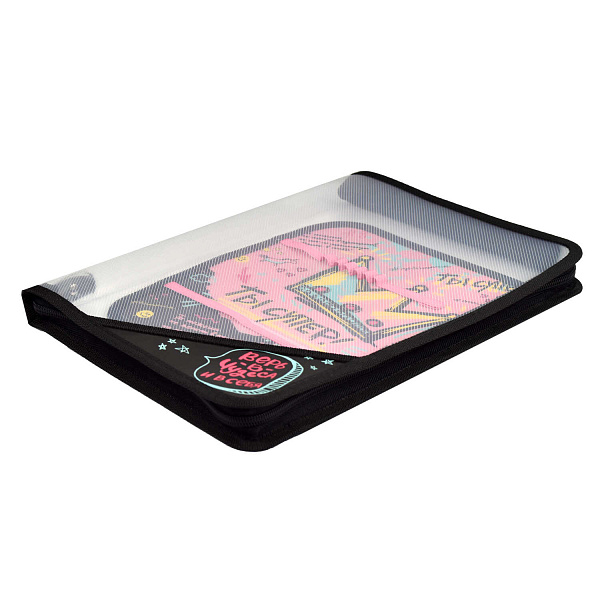 Папка для труда А4 Феникс+ "ТЫ СУПЕР!" (полипропилен, 22.8x32.8 см, 1 отд., молния, внутренний разделитель с эластичными держателями для канцелярских