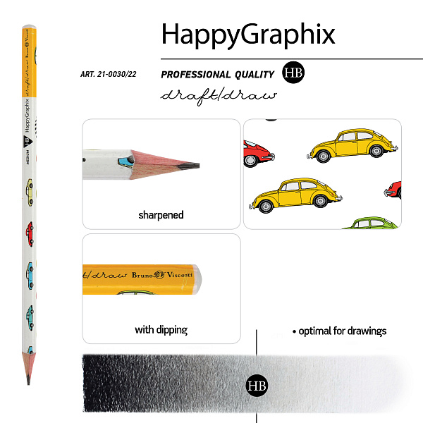 Карандаш ч/г HB "Happy Graphix" МНОГОЦВЕТНЫЕ МАШИНЫ 