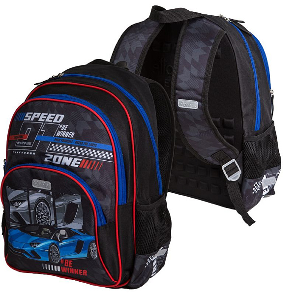 Рюкзак школьный "Attomex. Basic. Speed Zone" 38x27x17 см (14 л) вес 450 г, 1 отд.на молнии,