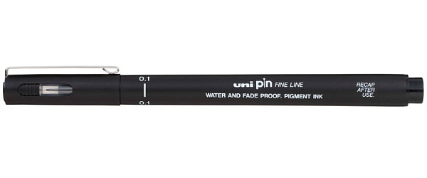 Линер Uni PIN01-200(S) черный, 0.1 мм.