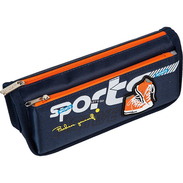 Пенал "deVENTE. Sport Boots" 21x8,5x7 см, прямоуг.для 60 пр.текстил. на молнии, с каучуковой аппликацией