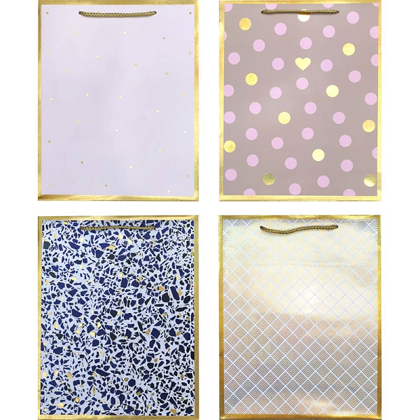Пакет подарочный бум. "deVENTE. Elegant border" Верттикальный 31x42x12 см, тиснение фольгой