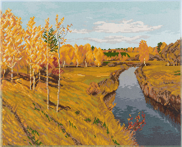 Алмазная мозаика 50*40 "ФРЕЯ" на подрамнике "Золотая осень. Исаак Левитан"