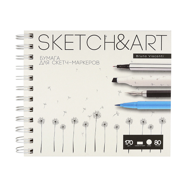 SKETCHBOOK 180х155 мм 80 л. 170 гр. на гребне ДЛЯ СКЕТЧ-МАРКЕРОВSKETCH&ART 