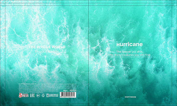 Тетрадь 48 листов, клетка, "Море" обложка мелованный картон, блок офсет, 5 видов микс