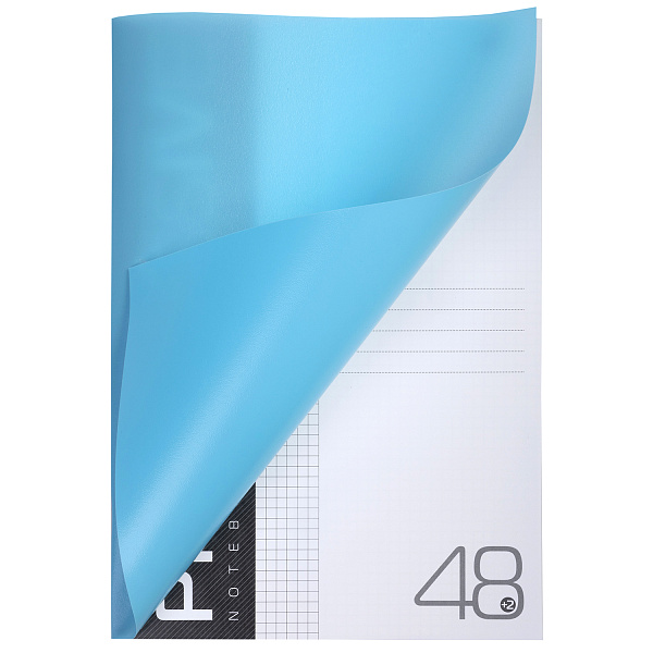 Тетрадь А4 48 л. кл. Пластиковая обложка PROGRESSIVE (Бирюзовая) 65г/кв.м 