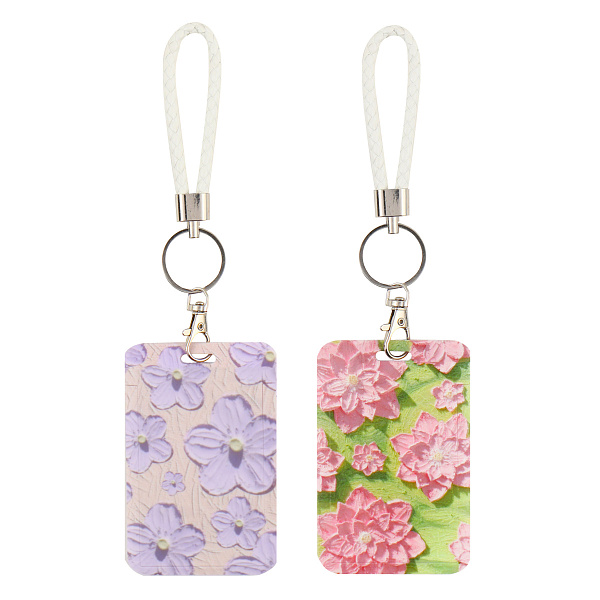 Бейдж школьный пластиковый "deVENTE. Flowers" 11x7 см, вертикальный, с петлёй из искусственной кожи на металлическом кольце с карабином, ассорти 2 дизайна