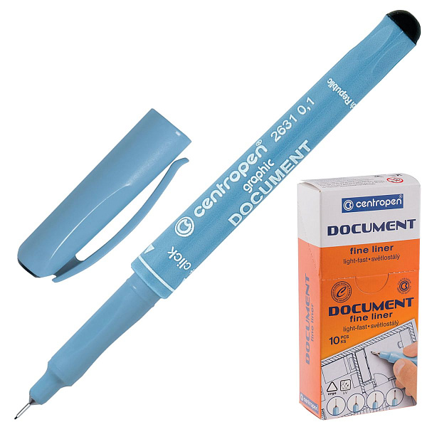 Линер DOCUMENT черный, 0,25 мм, металлический наконечник