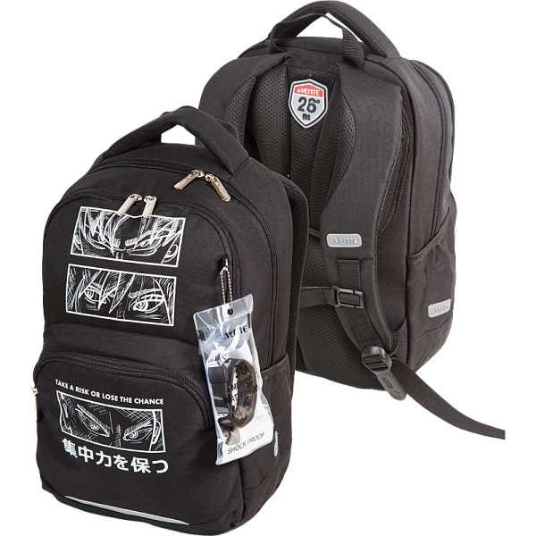 Рюкзак "deVENTE. Fit26. Fearless" школьный 39x26,5x15,5 см (18 л) 500 г, 2 отд. на молнии, одно с уплотненным отделением для ноутбука до 15 дюймов и книг и карманом для учебников, второе с органайзером, передний карман на молнии c карабином для ключе