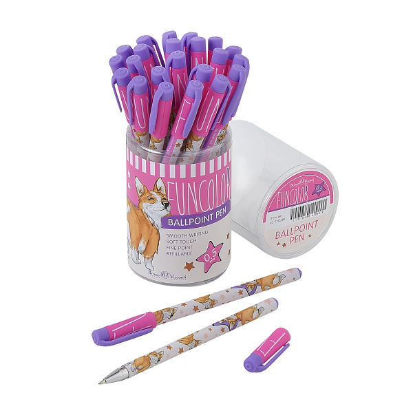 Ручка шариковая 0,5 мм "HappyWrite. FunColor.Корги" СИНЯЯ