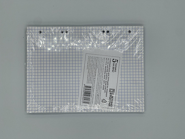 Сменный блок для тетрадей на кольцах А5, 120 листов, клетка, блок офсет, 60 гр/м, белизна 100%