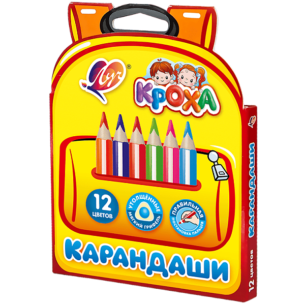 Карандаши цветные «КРОХА», утолщенные, укороченные, 12 цветов
