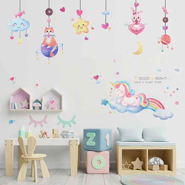 Интерьерная наклейка "deVENTE. Dreams about Unicorn" 60x90 см, ПВХ, в пластиковом пакете с блистерны