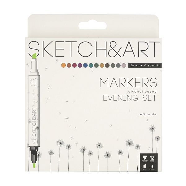 Набор скетч маркеров 12 цв. 2-х ст. "SKETCH&AR EVENING SET"