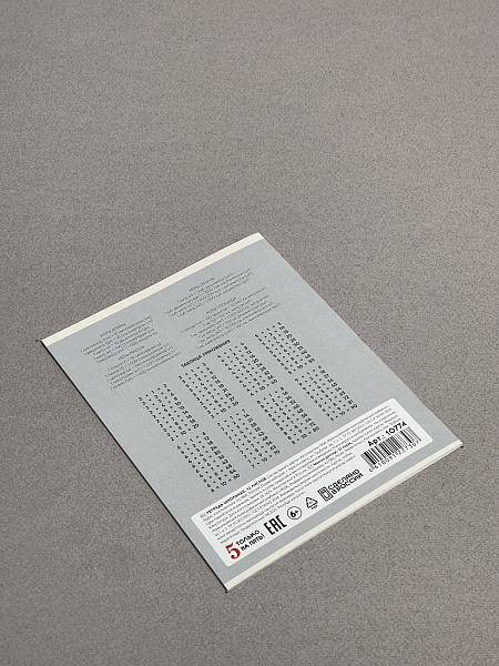 Тетрадь 12 листов в клетку СЕРАЯ, обложка из мелованного картона (200г/м2), блок офсет (92%, 60г/м2)