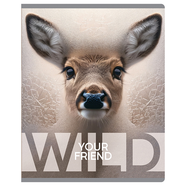Тетрадь А5 48 листов в клетку, BG "Wild", обложка мелованный картон, вд-лак, серый блок 60 г/м2, суперэконом