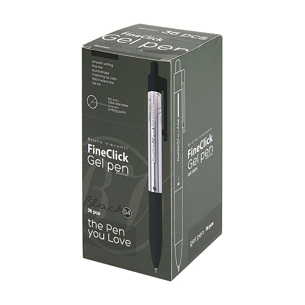 Ручка гелевая 0,4 мм "FineClick" АВТОМАТИЧЕСКАЯ, ЧЕРНЫЙ