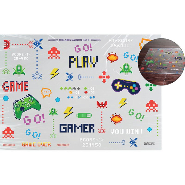 Клеёнка для труда прозрачная "deVENTE. Level Up Game" 70x50 см, PVC, цветным рисунком, плотность 150 мкм