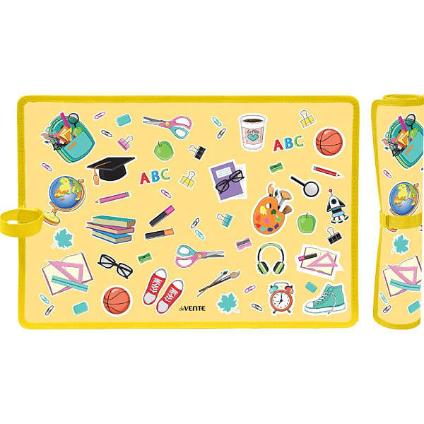 Накладка на стол "deVENTE. Back to School" 43x29 см, пластиковая 500 мкм, с цветным рисунком, с окантовкой и застежкой-липучкой