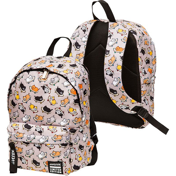 Рюкзак "deVENTE. Limited Edition. Extreme Cats" подростковый 40x30x14 см (14 л) вес 300 г, плотная ткань twill, эргономичная вентилируемая спинка и уплотненные вентилируемые лямки, 1 отделение на молнии, 1 передний карман на молнии, 2 боковых кармана