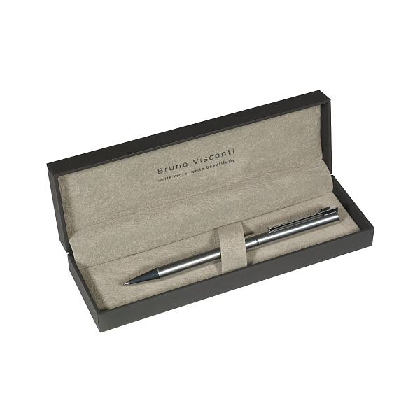 РУЧКА "BERGAMO" В SOFT TOUCH ФУТЛЯРЕ 0,7 ММ, СИНЯЯ (корпус сталь, футляр черный) (10702070/061023/3411164,КИТАЙ)