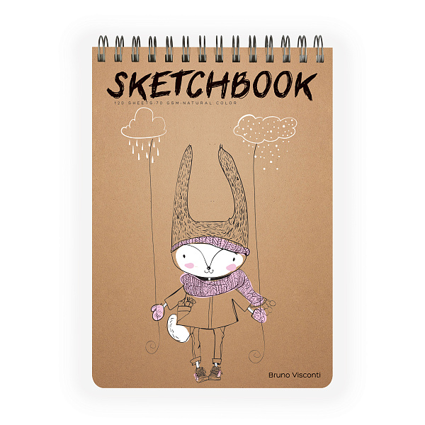 SKETCHBOOK 185х250 мм 120 л. 70 гр. КРАФТ НА ГРЕБНЕ (4 ВИДА)