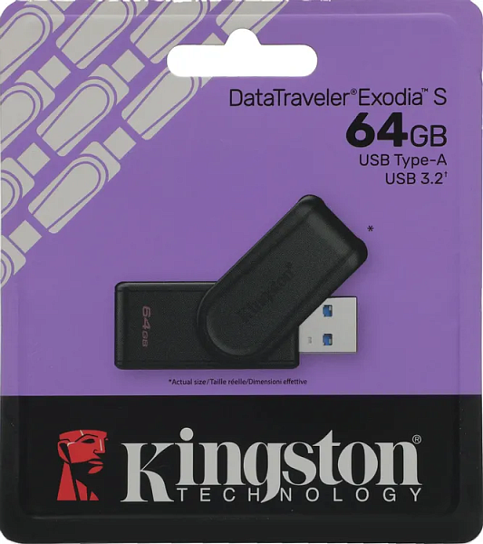 Флеш Диск Kingston 64GB DataTraveler Exodia S  USB3.0 черный