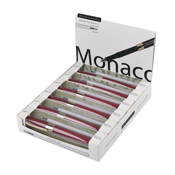 НАБОР: РУЧКА "MONACO" ШАРИКОВАЯ 0.5 ММ, СИНЯЯ (бордовый корпус) С ДОПОЛНИТЕЛЬНЫМ СТЕРЖНЕМ (10702070/100224/3059312,КИТАЙ)