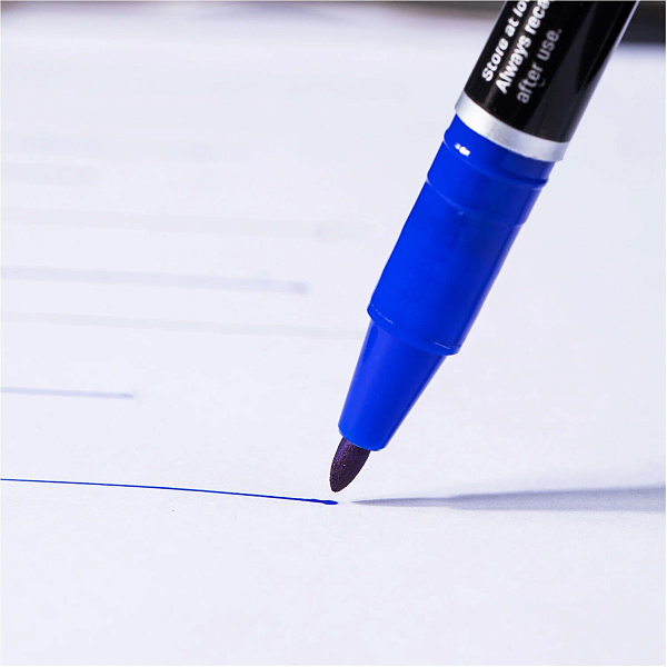 Маркер перм. 1 мм/0,5 мм Deli двойной синий