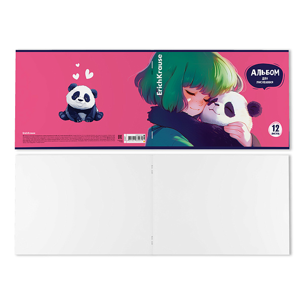Альбом д/рис. 12 л. ErichKrause Panda Hugs, А4, на скобе  MIX-PACK