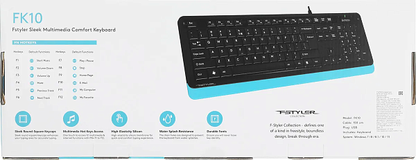 Клавиатура A4Tech Fstyler FK10 черный/синий USB