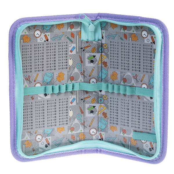 Пенал 1секц. д/дев. 190*115 Hatber "Модница"  с табл.умножения на молнии мат.ламин. 3D лак